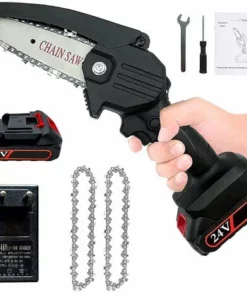 BENOBBY KIDS Mini Tronconneuse A Batterie,avec 1 Piles Et 2 Chaînes,4 Pouces, Tronçonneuse Rechargeable Portative Pour La Coupe De Branche Arbre De Gardin