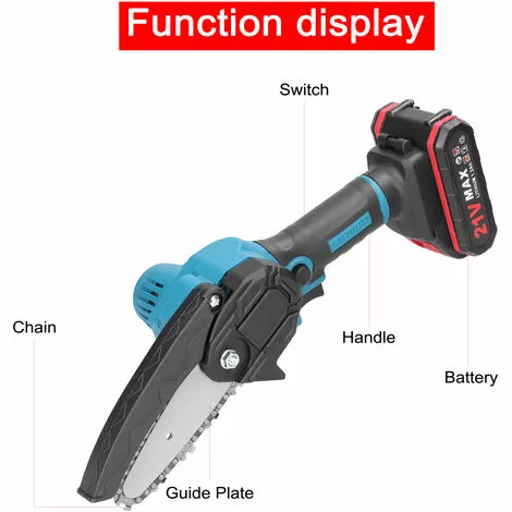 ASUPERMALL 21V 4Inch Scies D'élagage électriques, Petite Tronçonneuse Pour Fendre Le Bois, Moteur à Balai Pour Le Jardin Et Le Verger, 2 Batteries - 2 Batteries 4 ASUPERMALL 21V 4Inch Scies D'élagage électriques, Petite Tronçonneuse Pour Fendre Le Bois, Moteur à Balai Pour Le Jardin Et Le Verger, 2 Batteries - 2 Batteries – Image 2