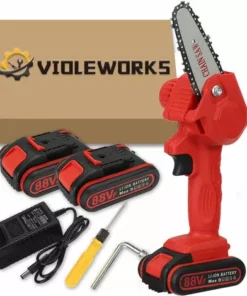 JMAX 4 Pouces Tronçonneuse à Batterie 88VF 1080W 2 Batterie Portable Scie à Chaine Électrique Sans Fil Jardin Logging