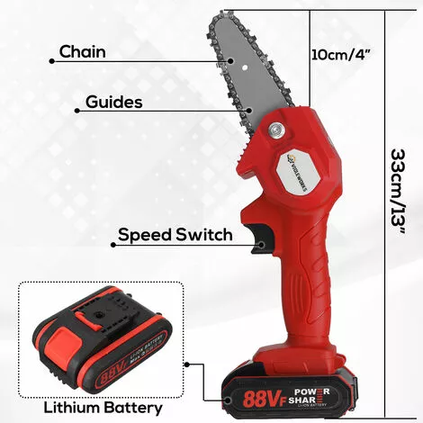 JMAX 4 Pouces Tronçonneuse à Batterie 88VF 1080W 2 Batterie Portable Scie à Chaine Électrique Sans Fil Jardin Logging 6 JMAX 4 Pouces Tronçonneuse à Batterie 88VF 1080W 2 Batterie Portable Scie à Chaine Électrique Sans Fil Jardin Logging – Image 4