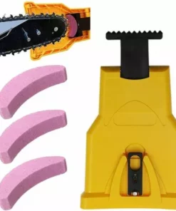 ZHUOXUAN Aiguiseur De Dents Pour Tronçonneuse,Aiguiseur Automatique(1Pcs), Pierre à Aiguiser Remplaçable(3 Pcs) Kit D'affûtage Pour Tronçonneuse Scie Aiguiseur