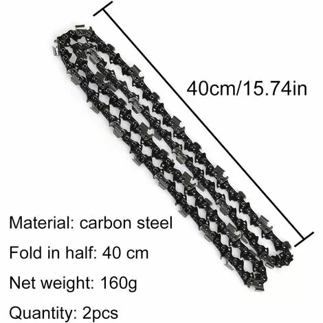 QERSTA Lot De 2 Chaînes De Tronçonneuse Authentiques, Chaîne De Tronçonneuse Rotatech 16" 59 Maillons Longueur 40 Cm Pour Titane électrique 4 QERSTA Lot De 2 Chaînes De Tronçonneuse Authentiques, Chaîne De Tronçonneuse Rotatech 16" 59 Maillons Longueur 40 Cm Pour Titane électrique – Image 2