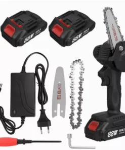 JMAX 800W Tronçonneuse à Batterie 88VF 2 Batterie Portable Scie Électrique Jardin Logging Avce Chaîne - Noir