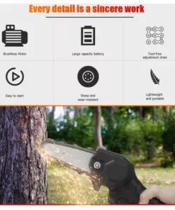 JMAX 800W Tronçonneuse à Batterie 88VF 2 Batterie Portable Scie Électrique Jardin Logging Avce Chaîne - Noir -Tronçonneuse et accessoire Soldes 2022 53562472 3