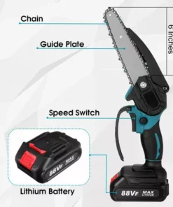 JMAX 88VF 2000W Scie à Chaine électrique Sans Fil Tronconneuse électrique 6 Inches (Machine Seule) Bleu -Tronçonneuse et accessoire Soldes 2022 53635768 4
