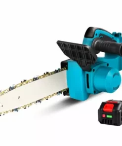 Scie à Chaîne Tronçonneuse électrique Sans Fil - 10 Pouces - Bleu Avec 1 Batterie - Moteur Sans Balai - Pour Le Jardinage Et Le Travail Du Bois Coupeur De Bois - Pour Makita 18V - ONEVAN