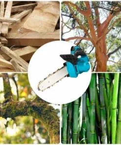 Scie à Chaîne Tronçonneuse électrique Sans Fil - 10 Pouces - Bleu Avec 1 Batterie - Moteur Sans Balai - Pour Le Jardinage Et Le Travail Du Bois Coupeur De Bois - Pour Makita 18V - ONEVAN -Tronçonneuse et accessoire Soldes 2022 53771081 5