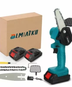 JMAX 18V Scie à Chaine Tronconneuse à Batterie 4 Pouces Guide Portable électrique Sans Fil Avec 2 Batterie 2500mah Bleu