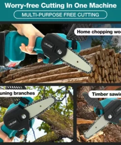 JMAX 18V Scie à Chaine Tronconneuse à Batterie 4 Pouces Guide Portable électrique Sans Fil Avec 2x Batterie 2500mah -Tronçonneuse et accessoire Soldes 2022 53776186 4