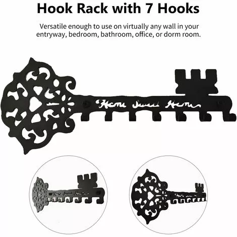LIFCAUSAL Cintre En Métal Avec 7 Crochets Crochet Mural En Forme De Clé Crochet De Stockage De Perçage Sans Clous Crochets De Serviette De Cuisine Antirouille Porte D'entrée Décoration De La Maison 4 LIFCAUSAL Cintre En Métal Avec 7 Crochets Crochet Mural En Forme De Clé Crochet De Stockage De Perçage Sans Clous Crochets De Serviette De Cuisine Antirouille Porte D'entrée Décoration De La Maison – Image 2