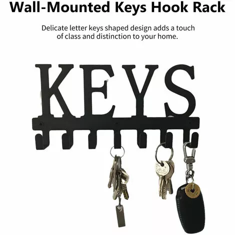 LIFCAUSAL Support à Crochets Avec 7 Crochets En Forme De Clés Support à Crochets Mural Crochet De Stockage De Forage Sans Clous Crochet De Serviette De Cuisine Antirouille Cintre 4 LIFCAUSAL Support à Crochets Avec 7 Crochets En Forme De Clés Support à Crochets Mural Crochet De Stockage De Forage Sans Clous Crochet De Serviette De Cuisine Antirouille Cintre – Image 2