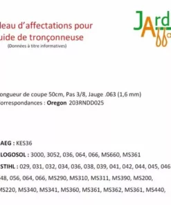 JARDIAFFAIRES Combo Guide Nez Interchangeable + 4 Chaines 50cm Remplace Oregon 203RNDD025 -Tronçonneuse et accessoire Soldes 2022 5453634 3