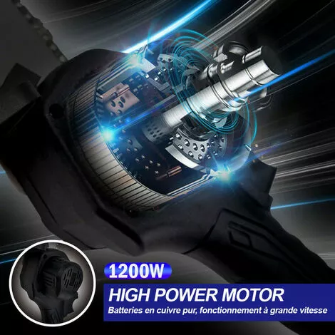 Scie à Chaîne électroportative 1200W ONEVAN - Mini Tronçonneuse électrique - Sans Fil 6 Pouces Pour Makita 18V - Vitesse Réglable Pour La Coupe Du Bois - Bleu Avec 2 Batteries, 4 Chaînes Or Et 2 Guide 5 Scie à Chaîne électroportative 1200W ONEVAN - Mini Tronçonneuse électrique - Sans Fil 6 Pouces Pour Makita 18V - Vitesse Réglable Pour La Coupe Du Bois - Bleu Avec 2 Batteries, 4 Chaînes Or Et 2 Guide – Image 3