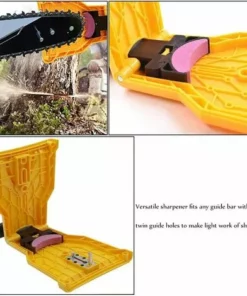 TINOR Aiguiseur De Dents Pour Tronçonneuse,Aiguiseur Automatique(1Pcs), Pierre à Aiguiser Remplaçable(3 Pcs), Ajustement Barre De Guidage Avec 2 Trous De Guidage (Jaune) -Tronçonneuse et accessoire Soldes 2022 55576870 4