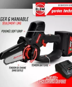 ELEM GARDEN TECHNIC Tronçonneuse Portative Rechargeable 20V - Livrée Avec Batterie Et Chargeur 8 ELEM GARDEN TECHNIC Tronçonneuse Portative Rechargeable 20V - Livrée Avec Batterie Et Chargeur -Tronçonneuse et accessoire Soldes 2022 56384363 3