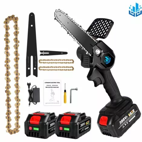 Scie à Chaîne électroportative | Tronçonneuse à Batterie 1200W ONEVAN - Mini Tronçonneuse électrique - Sans Fil 6 Pouces Pour Makita 18V - Vitesse Réglable Pour La Coupe Du Bois - Noir Avec 2*batteries, 2*chaînes Or Et 1*guide 3 Scie à Chaîne électroportative | Tronçonneuse à Batterie 1200W ONEVAN - Mini Tronçonneuse électrique - Sans Fil 6 Pouces Pour Makita 18V - Vitesse Réglable Pour La Coupe Du Bois - Noir Avec 2*batteries, 2*chaînes Or Et 1*guide