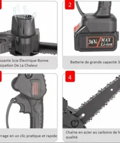 LRISHOM Tronçonneuse à Batterie, 6 Pouces Tronçonneuse Avec Batterie 2 * 3000mAh Tronçonneuse à Main 36V Tronçonneuse Rechargeable -Tronçonneuse et accessoire Soldes 2022 57112240 5