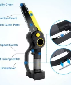 Scie à Chaîne électroportative Sans Fil Sans Brosse 6 Pouces Mini Tronçonneuse Onevan - Jaune - Pour La Coupe Du Bois Pour Makita 18V Batterie - Sans Batterie -Tronçonneuse et accessoire Soldes 2022 57334197 4
