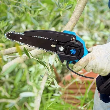 Scie à Chaîne électroportative Brushless 6 Pouces 1200W ONEVAN Mini Tronçonneuse électrique Sans Fil Pour Makita 18V Batterie | Vitesse Réglable Pour La Coupe Du Bois - Avec 2*Batteries+6*chaine Or 7 Scie à Chaîne électroportative Brushless 6 Pouces 1200W ONEVAN Mini Tronçonneuse électrique Sans Fil Pour Makita 18V Batterie | Vitesse Réglable Pour La Coupe Du Bois - Avec 2*Batteries+6*chaine Or – Image 5