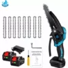 Tronçonneuse à Batterie Scie à Chaîne électroportative 1200W | Mini Tronçonneuse électrique Sans Fil ONEVAN - Pour Makita 18V Batterie - Vitesse Réglable Pour La Coupe Du Bois - Avec 2*Batteries+8*chaînes