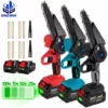 Scie à Chaîne électroportative | Tronçonneuse à Batterie 6 Pouces Sans Fil 1200W | Pour Makita 18V Batterie - Vitesse Réglable Pour La Coupe Du Bois - Onevan - Avec 2*Batterie+8*chaine Or+2*guide - Bleu -Tronçonneuse et accessoire Soldes 2022 58167093 1