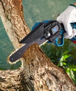 Scie à Chaîne électroportative | Tronçonneuse à Batterie 6 Pouces Sans Fil 1200W | Pour Makita 18V Batterie - Vitesse Réglable Pour La Coupe Du Bois - Onevan - Avec 2*Batterie+8*chaine Or+2*guide - Bleu -Tronçonneuse et accessoire Soldes 2022 58167093 5