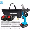 Scie à Chaîne électroportative Sans Fil | Tronçonneuse à Batterie 6” 1200W ONEVAN - Mini Tronçonneuse Pour Makita 18V Batterie - Bleu - Avec 2*batterie+8*chaine Argent+1*sac -Tronçonneuse et accessoire Soldes 2022 58167107 1
