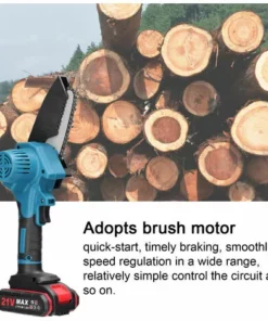 TANCYCO Scies D'élagage électriques Portables 21 V 4 Pouces Petit Moteur De Brosse De Tronçonneuse à Fendre Le Bois Outil De Travail Du Bois à Une Main Pour Jardin Verger (bleu 2 Piles) -Tronçonneuse et accessoire Soldes 2022 58259228 5