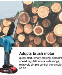 TANCYCO Scies D'élagage électriques Portables 21 V 6 Pouces Petit Moteur De Brosse De Tronçonneuse à Fendre Le Bois Outil De Travail Du Bois à Une Main Pour Jardin Verger (bleu 2 Piles) -Tronçonneuse et accessoire Soldes 2022 58259247 4