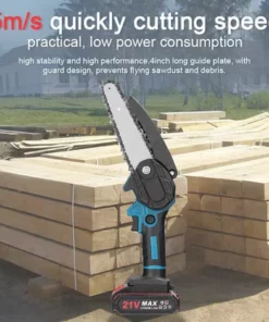 TANCYCO Scies D'élagage électriques Portables 21 V 6 Pouces Petit Moteur De Brosse De Tronçonneuse à Fendre Le Bois Outil De Travail Du Bois à Une Main Pour Jardin Verger (bleu 2 Piles) -Tronçonneuse et accessoire Soldes 2022 58259247 5