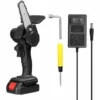 TANCYCO Scies à élaguer électriques à Batterie Au Lithium Rechargeable 21V 4 Pouces Petit Moteur De Brosse De Tronçonneuse à Fendre Le Bois Outil électrique à Une Main Pour Le Travail Du Bois (noir Avec 1 Batterie)