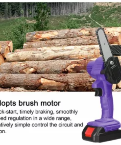 TANCYCO Scies à élaguer électriques à Batterie Au Lithium Rechargeable 21V 4 Pouces Petit Moteur De Brosse De Tronçonneuse à Fendre Le Bois Outil électrique à Une Main Pour Le Travail Du Bois (noir Avec 1 Batterie) -Tronçonneuse et accessoire Soldes 2022 58296323 3