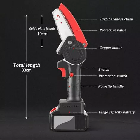GRID COOL Mini Tronçonneuse Portative Sans Fil,scie à Chaîne électrique Rechargeable De 4 Poucessécateur Portatif à Une Main 4 GRID COOL Mini Tronçonneuse Portative Sans Fil,scie à Chaîne électrique Rechargeable De 4 Poucessécateur Portatif à Une Main – Image 2