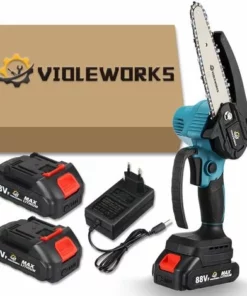 JMAX Tronçonneuse à Batterie Sans Fil De 6 Pouces Et 2*batteries 88VF Portable Scie Électrique Jardin Logging