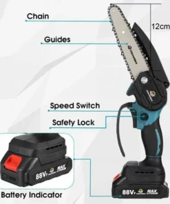 JMAX Tronçonneuse à Batterie Sans Fil De 6 Pouces Et 2*batteries 88VF Portable Scie Électrique Jardin Logging -Tronçonneuse et accessoire Soldes 2022 59012590 4