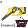 Tronçonneuse à Batterie 8" Scie à Chaîne électroportative Sans Fil ONEVAN, Mini Tronçonneuse électrique Convient Pour Makita 18V Batterie, Jaune - Avec 1*sac+2*batterie -Tronçonneuse et accessoire Soldes 2022 59038935 1