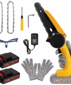 JOORRT Mini Tronçonneuse A Batterie 6 Pouces Mini Tronçonneuses Électriques Sans Fil Avec Chargeur Et 2 Batteries Pour La Coupe Du Bois Et La Taille Des Branches D'arbre