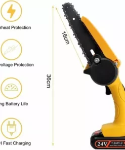 JOORRT Mini Tronçonneuse A Batterie 6 Pouces Mini Tronçonneuses Électriques Sans Fil Avec Chargeur Et 2 Batteries Pour La Coupe Du Bois Et La Taille Des Branches D'arbre -Tronçonneuse et accessoire Soldes 2022 59171110 4