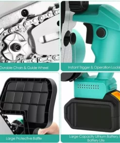 JOORRT Tronconneuse A Batterie 12 Pouces 21V 5Ah Tronçonneuse Electrique Sans Fil Tronçonneuse Portative à Une Main Avec 2 Batterie Et Chargeur Pour Le Jardinage Coupes à Bois Elagueurs -Tronçonneuse et accessoire Soldes 2022 59171132 5