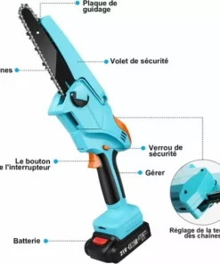 JOORRT Mini Tronconneuse A Batterie Tronconneuse Electrique Sans Fil De 6 Pouces Avec Batterie Rechargeable 24 V Portable à Une Main Pour Le Jardinage La Coupe Du Bois L'élagage -Tronçonneuse et accessoire Soldes 2022 59171135 2
