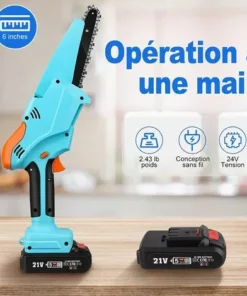 JOORRT Mini Tronconneuse A Batterie Tronconneuse Electrique Sans Fil De 6 Pouces Avec Batterie Rechargeable 24 V Portable à Une Main Pour Le Jardinage La Coupe Du Bois L'élagage -Tronçonneuse et accessoire Soldes 2022 59171135 3