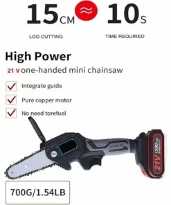JOORRT Mini Tronconneuse Electrique A Batterie 1500mAh Rechargeable Sans Fil Avec Chargeur Mini Tronçonneuse Sans Fil De 4 Pouces 21V Puissant 6m/s 2 Batterie 2 Chaîne 2 Guidage -Tronçonneuse et accessoire Soldes 2022 59171138 2
