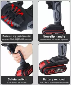 JOORRT Mini Tronconneuse Electrique A Batterie 1500mAh Rechargeable Sans Fil Avec Chargeur Mini Tronçonneuse Sans Fil De 4 Pouces 21V Puissant 6m/s 2 Batterie 2 Chaîne 2 Guidage -Tronçonneuse et accessoire Soldes 2022 59171138 5