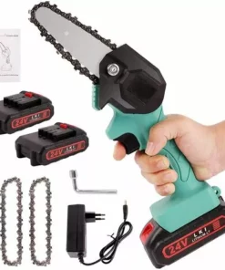 JOORRT 4 Pouces Mini Tronçonneuse Tronçonneuse Électrique Rechargeable De 24V Tronçonneuse à Batterie Portable Avec Chargeur Et Chaîne Mini Tronçonneuse Sans Fil Pour Tailler Le Jardinage