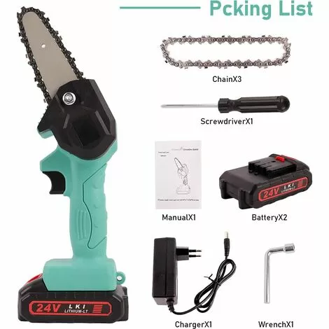 JOORRT 4 Pouces Mini Tronçonneuse Tronçonneuse Électrique Rechargeable De 24V Tronçonneuse à Batterie Portable Avec Chargeur Et Chaîne Mini Tronçonneuse Sans Fil Pour Tailler Le Jardinage 4 JOORRT 4 Pouces Mini Tronçonneuse Tronçonneuse Électrique Rechargeable De 24V Tronçonneuse à Batterie Portable Avec Chargeur Et Chaîne Mini Tronçonneuse Sans Fil Pour Tailler Le Jardinage – Image 2