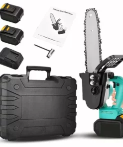 JOORRT Tronconneuse A Batterie 12 Pouces 21V 5Ah Tronçonneuse Electrique Sans Fil Tronçonneuse Portative à Une Main Avec 2 Batterie Et Chargeur Pour Le Jardinage Coupes à Bois Elagueurs