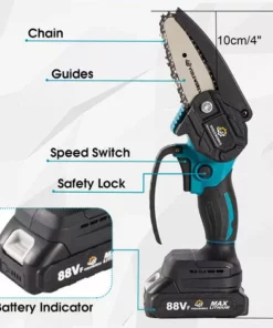 JMAX 88VF Tronçonneuse Sans Fil De 4 Pouces Et 2*batteries, Mini Tronconneuse à Batterie Rechargeable -Tronçonneuse et accessoire Soldes 2022 59476425 4