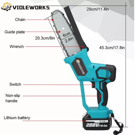 JMAX 288V Tronçonneuse à Batterie Sans Fil Avec 2*batteries Portable Scie à Chaine Électrique Jardin Logging 7 JMAX 288V Tronçonneuse à Batterie Sans Fil Avec 2*batteries Portable Scie à Chaine Électrique Jardin Logging – Image 5