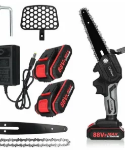 JMAX 88V Scie à Chaîne électroportative 3000W Mini Tronçonneuse à Batterie - 6 Pouces Sans Fil - Avec 2 Batteries