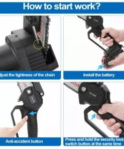 TOLARE Tronçonneuse à Batterie, 21V 2 Batterie 2500mAh Batterie, Tronçonneuses Pour La Coupe Du Bois, Les Branches D'arbres -Tronçonneuse et accessoire Soldes 2022 59857259 5